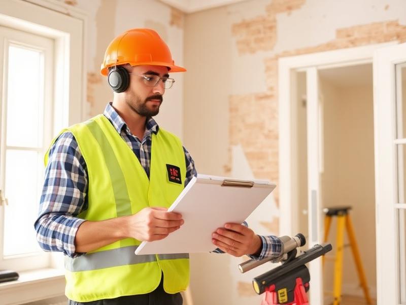 Professional surveyor conducting property inspection